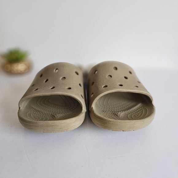 Crocs Iconic Comfort Classic Slide v2 Unisex Size M 9 / W 11 Taupe Slides Clog - Picture 4 of 14